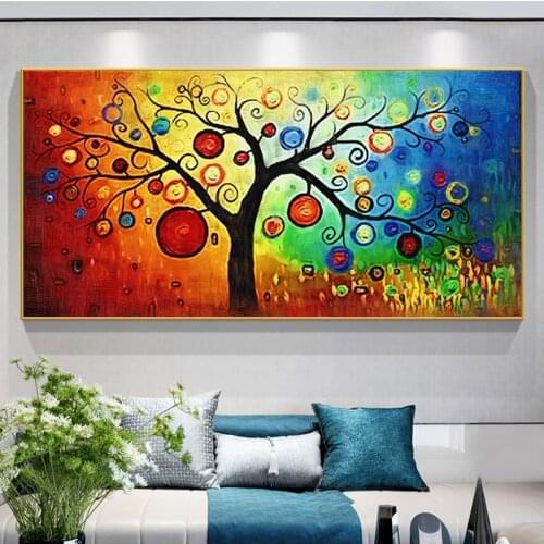 Abstract Tree of Life Money Canvas Oil Painting Colorful Cuadros Posters and Prints Wall Art Picture for Living Room Home Decor