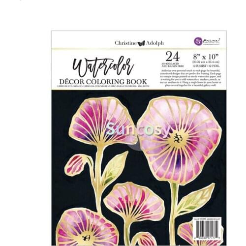 Prima Christine Adolph 8x10 Foil Watercolor Coloring Drawing Book, Bronzing Drawing, Colored Pencil, for Children and Adult