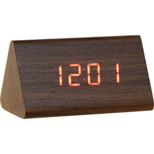 Alarm Clock Wood hour, date, temperature, calendar 3 alarm function voice activation and energy saving Cable inc