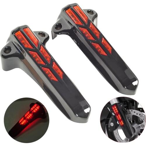 Black Motorcycle LED Light Front Lower Fork Leg Covers Case for Harley Accessories FLHR FLHX FLHT 2014-2017
