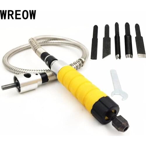 Woodworking Engraving Chisel Carving Tool Polishing Drilling Chisel + Flex Metal Shaft W/5 Carving Blade Tip