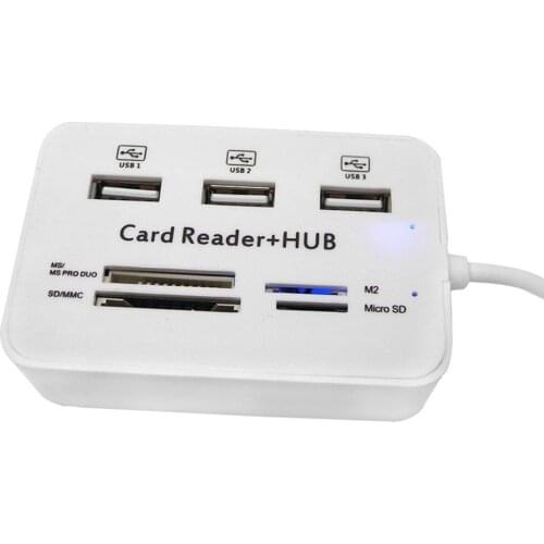 For MacBook Pro PC Computer Accessories Multi in 1 Micro USB Hub 2.0 Combo 3 Ports Spliter Power Adapter TF/SD/MS/M2 Card Reader