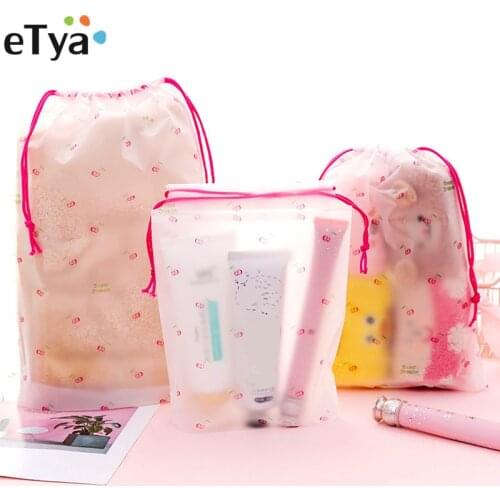 ETya New Fashion PVC Drawstring Makeup Bag Women Neceser Cosmetic Bag Travel Wash Toiletry Beauty Storage Bag Pouch Organizer
