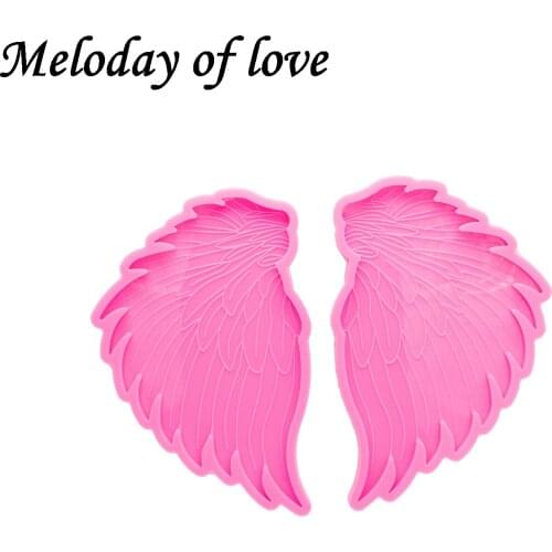 Glossy 2pc/set 4.2inch Feather shape Geode Coaster Agate Resin Mold, Silicone Mold To Make Crafts with Epoxy DY0966