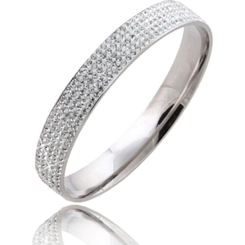 HOt Sale Wholesale 316L Stainless Steel Crystal Bangles For Women