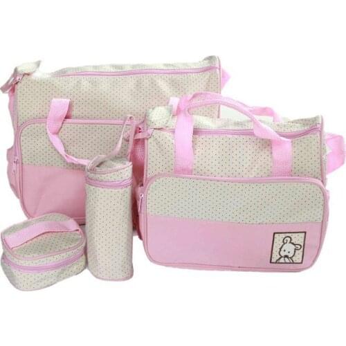 Hot!!! 5pcs/set Baby Diaper Bag Nappy Mummy Bag Print Maternity Handbag Changing Baby Messenger Bag