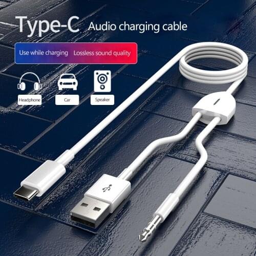USB C to 3.5mm cable USB AUX car audio cable Type-C to 3.5mm data cable one for two USB suitable for Huawei xiaomi charger