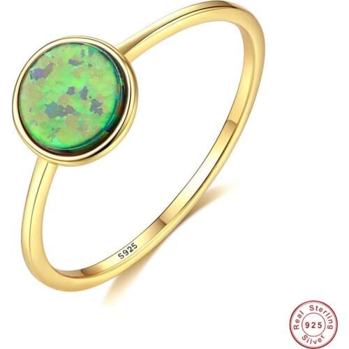 925 Silver Ring Women Blue Green Opal Ring Rose Gold Silver Wedding Jewelry Gift