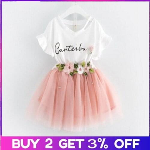 2019 Children Clothing Sets Baby Girls Pineapple Flower Letter Suit Girl Clothing T-Shirt+Skirt 2PieceSummer Baby Girls Clothes