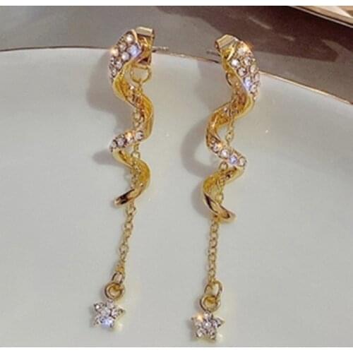 Korean Earrings Fashion Jewelry Twisted Tassel Star Long Earrings Vintage Statement Earrings For Women Brincos Wholesale