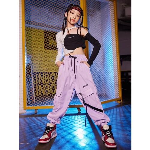 Kids Hip Hop Costume Girls Jazz Dancing Set Street Dance Performance Stage Wear Summer Modern Dance Show Clothing VDB4081