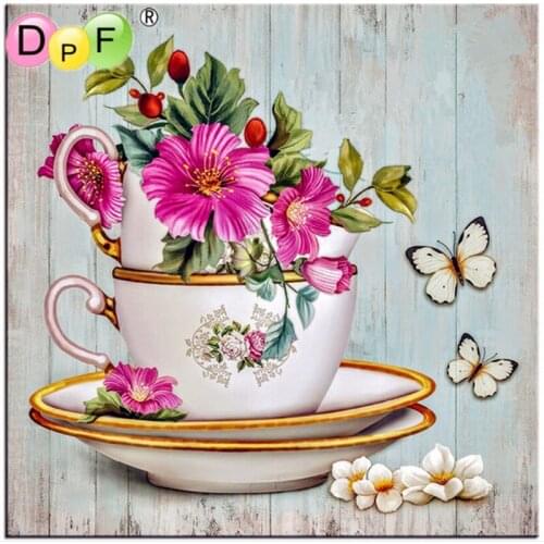 DPF Hot 5D Round full Diamond painting Cross Stitch butterfly and flower Mosaic Diamond Embroidery Needlework home decor crafts
