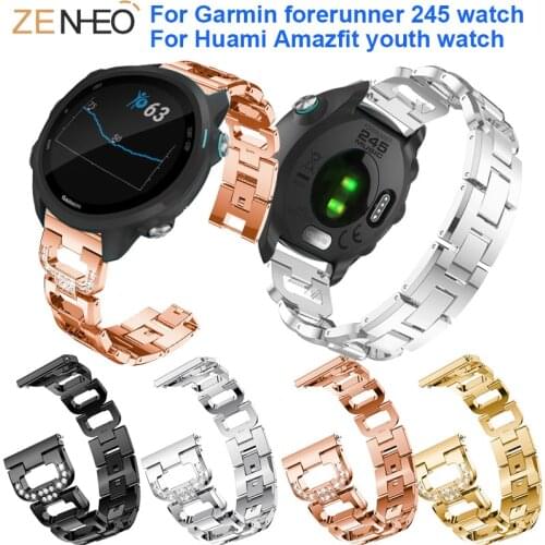 20mm Metal watch strap For Garmin forerunner 245/245M wristband belt replacement For Garmin Vivoactive 3 watches bands bracelet