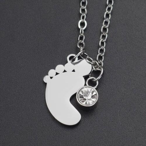 Cute Baby Foot Pendant Necklace Stainless Steel Feet Necklace Diy Your Baby Name Necklace Gift for Kid Mother Day Gift