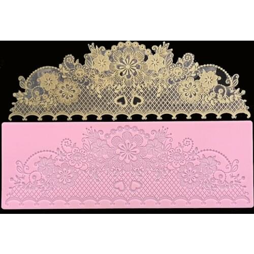 Minsunbak New Lace Lace Silicone Mould Exquisite Wedding Cake Edge Decoration Fondant Lace Mat Food Grade Silicone