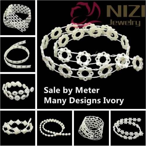 Many Sizes 1 Yards 1m Simple Style Ivory Beads Semi-cirle Simulated-pearl Plastic Chain Beads DIY Crafts Accessory