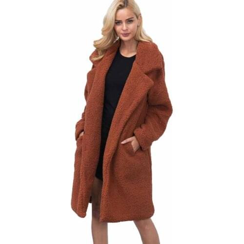 Fashion Autumn Winter Plus size Faux fur coat Women Thicken Warm Parkas Female Long Jackets Long sleeve Faux fur Outerwear G251