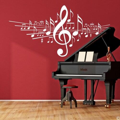 Music Notes Wall Decal Musical Notes reble Clef Music classroom Decor Wall Stickers home music Wall decor Removable Mural Z607