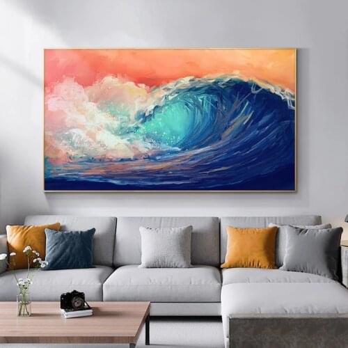 Abstract Ocean Wave Landscape Canvas Painting Modern Poster and Print Nordic Cuadros Wall Art Picture for Living Room Home Decor