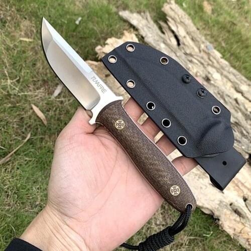 New Tunafire Tactical Outdoor Knife Camping Fixed Blade Knives High-end Micarta Handle D2 Stainless Steel Survival EDC Tools