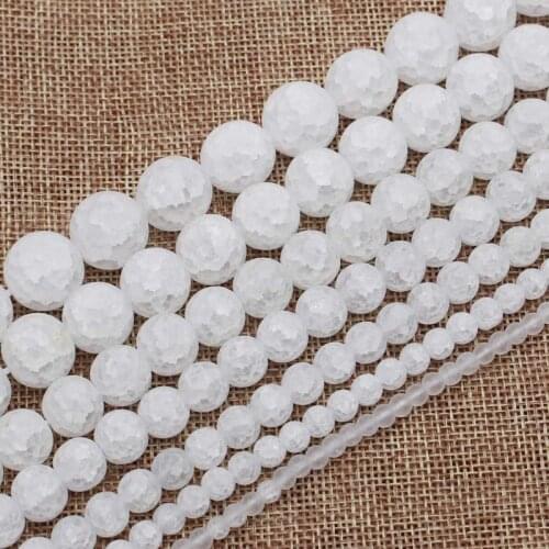 Wholesale Frost Crackle White Quartz4-16mm Round Beads 15"BeadsFor DIY Jewelry Making !We provide mixed wholesale for all items