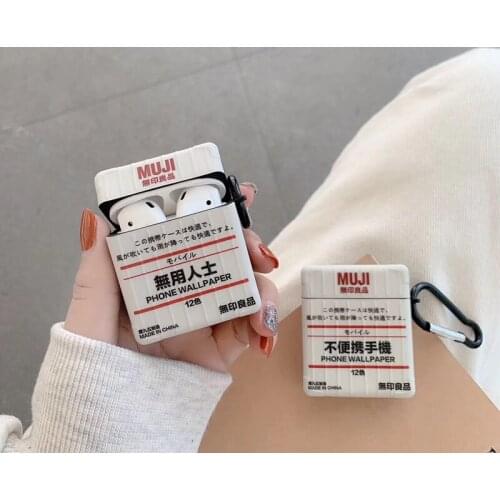 Hot Instagram Square japan Home Soft silicon Wireless Earphone Chargin Case for Apple AirPods 1 2 Chinese Headset cover coque