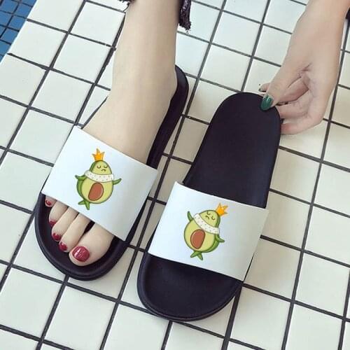 New Women Shoes Kawaii Avocado Pattern Slipper for woman Comfort Home Slippers Beach Flip Flops Female Slides Sandals For Women