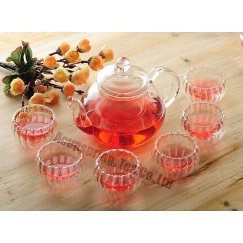 600ml Glass Coffee/Tea Pot+ 6 Double-wall Cup, Good Gift, B07L, Free Shipping