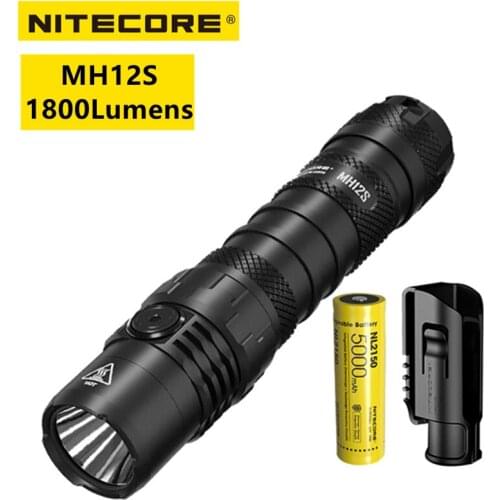 NITECORE MH12S Tactical Flashlight 1800Lumens USB Rechargeable Utilizes a Luminus SST-4D-W LED Troch Light With 5000mAH Battery