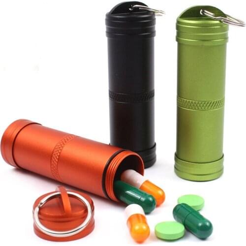 Outdoor Seal Waterproof Pill Cases Emergency Medicine Storage Bottles Aluminum Tank Container Jar For Traveling Outgoing