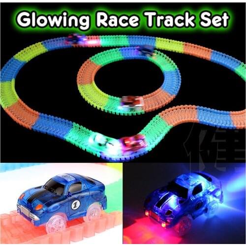 Magical Luminous Racing Flexible Track Play Bend Glow In Dark Electronic Light Car Race Track DIY Toys childrens toys for Kid