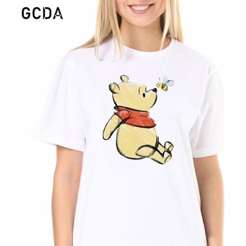 Fashion New Winnie the Pooh T Shirt Girls Short Sleeve Pooh Bear T-shirt Women Harajuku Hip Hop Streetwear Tshirts