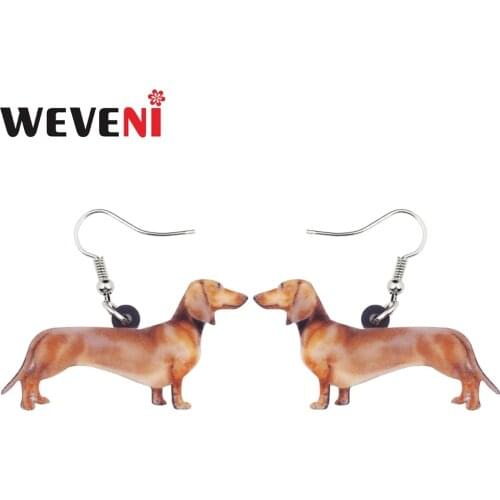 WEVENI Statement Dachshund Dog Earrings Big Long Dangle Drop Animal Acrylic Jewelry For Girls Women Ladies Accessories Wholesale
