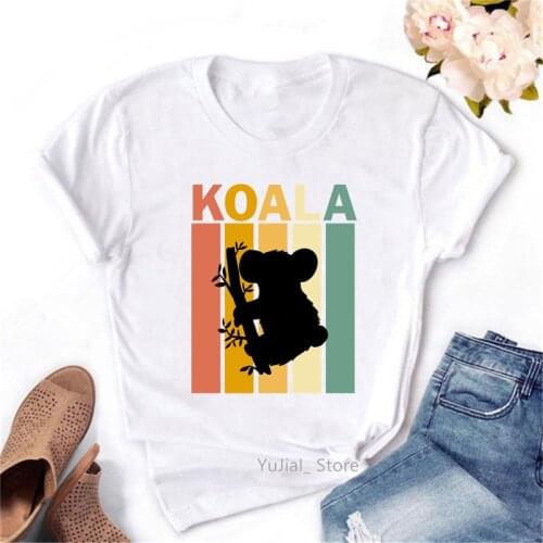 Watercolor Koala Graphic Tshirts Women Clothes 2021 Harajuku Kawaii Funny T Shirt Femme Korean Style Female T-Shirt Streetwear