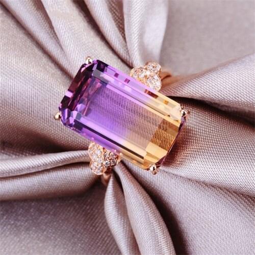 2021 Fashion Purple Gradient Crystal Womens Ring For Engagement Party Wedding Jewelry Accessories Size 6-10