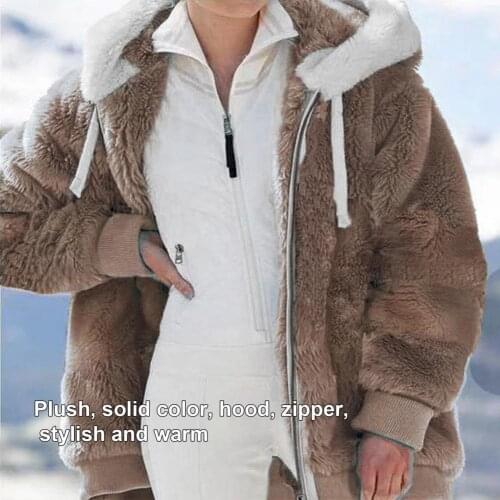 Winter Coat Women Warm Plush Jackets Coat Plus Size M-5XL Hooded Jacket Women Hooded Coat Outwear Female Overcoat femme veste