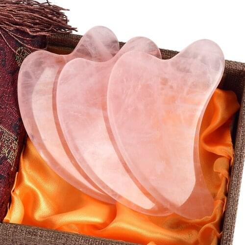 1pcs Natural rose quartz Guasha Massage Tool Gua Sha Facial Neck Body Beauty Tool