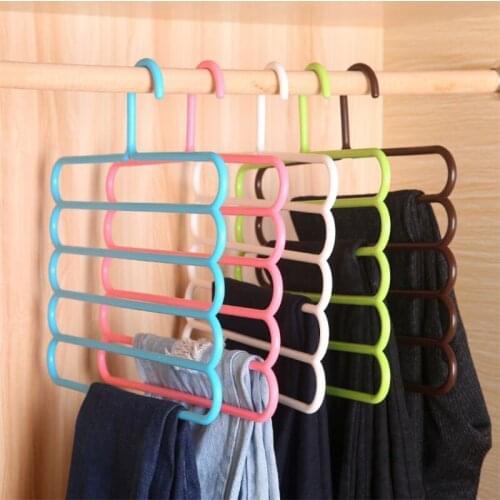 5 layers Non-slip MultiFunctional Clothes Hangers Pants Storage Hangers Cloth Rack Multilayer Storage Scarf Tie Rack Hanger 1PC