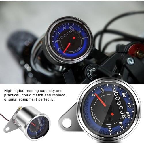 1pc Universal Motorcycle Odometer Motorbike Speedometer Gauge DC 12V KM/H Speedo Meter
