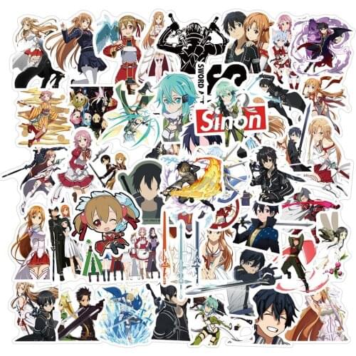 10/50pcs/pack Sword Art Online Japanese Anime Stickers For Furniture Wall Desk DIY Chair Toy Car Trunk TV Guitar Motorcycle