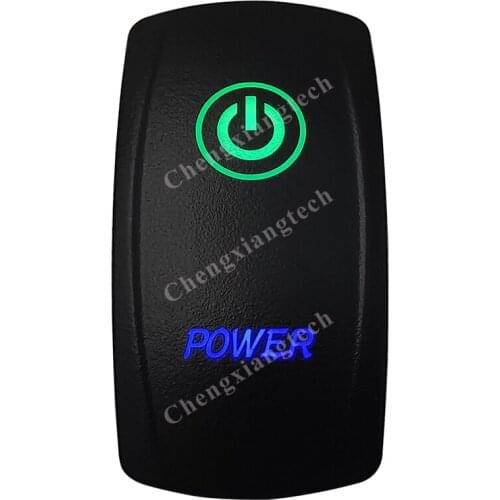 12V 24V Marine Car Boat Truck RV POWER Rocker Switch SPST, 5 Pins ON-OFF, Green & Blue Led Push Switch for Carling