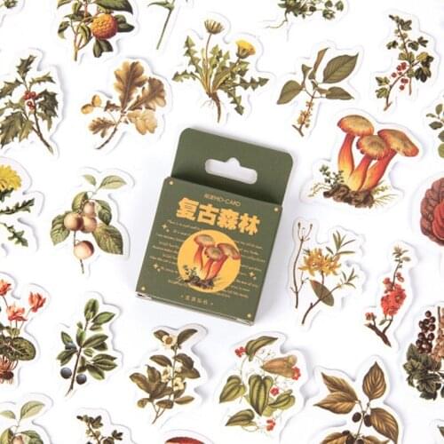 30packs Retro Forest Boxed Stickers Pocket Album Decoration Seal Stickers DIY Paper Stickers Decorative Labels