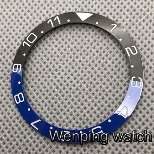 38mm black blue bezel super blue luminous watch ceramic bezel ring Insert fits for 40mm watches 40mm watch case