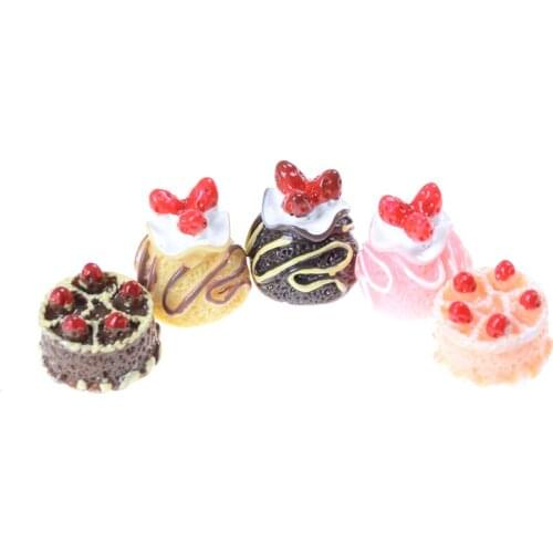 5pcs/lot Lovely Mini Cakes 1:12 Baby Doll Home Kitchen Toys Doll Scene Model Pastry Bauble Dollhouse Accessory