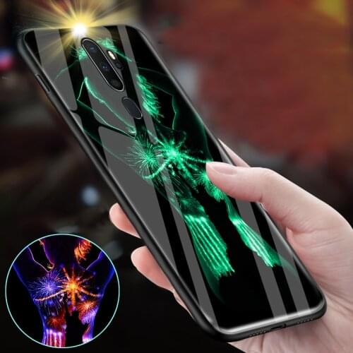 Luminous Glass Case For OPPO A9 A5 A8 2020 A91 3D Glow Shine Back Cover Case Coque For Realme 1 X X2 Pro XT
