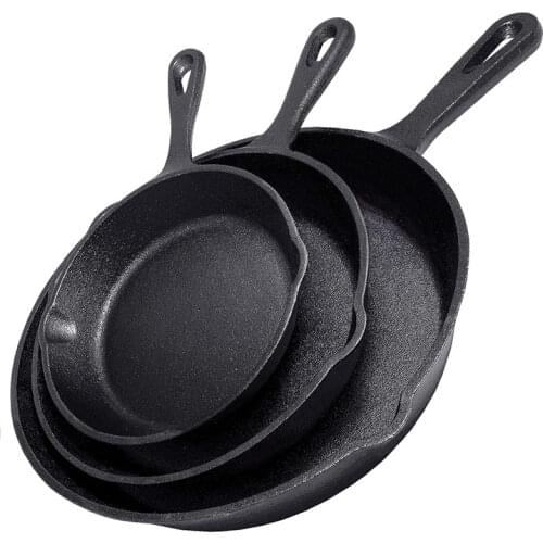 3pcs/Set Cast Iron Frying Pan Non-stick Skillet Kitchen Frying Pot Breakfast Pan Omelette Pancake Pot Induction Cooking Cookware