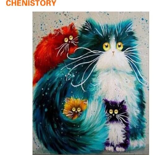 CHENISTORY Frame Animals Cat DIY Painting By Numbers Wall Art Picture Hand Painted Oil Painting For Home Decor Artwork 40x50cm