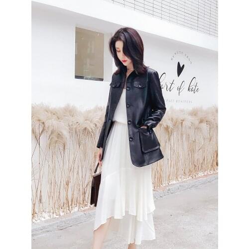 Leather 2020 Jacket Spring Autumn Jacket Women Genuine Sheepskin Coat Female Streetwear Blazer Women Clothes 2020 MY4590