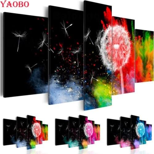 Colorful Dandelion Diamond Painting,mosaic diamonds rhinestone,5D DIY Full Square Diamant Embroidery beaded 5pcs wall painting