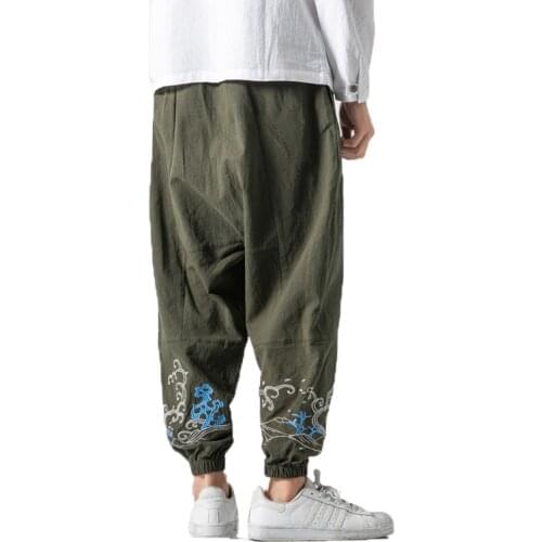 Men Cotton Linen Harem Pants Mens Jogger Pants Male Trousers Traditional Casual Track Pants Chinese style Bloomers Trousers
